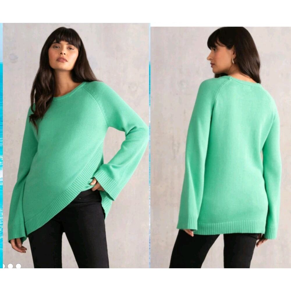 Seraphine Cotton Knit Jumper Pullover Sweater Asymmetric Hem Maternity Med $113
